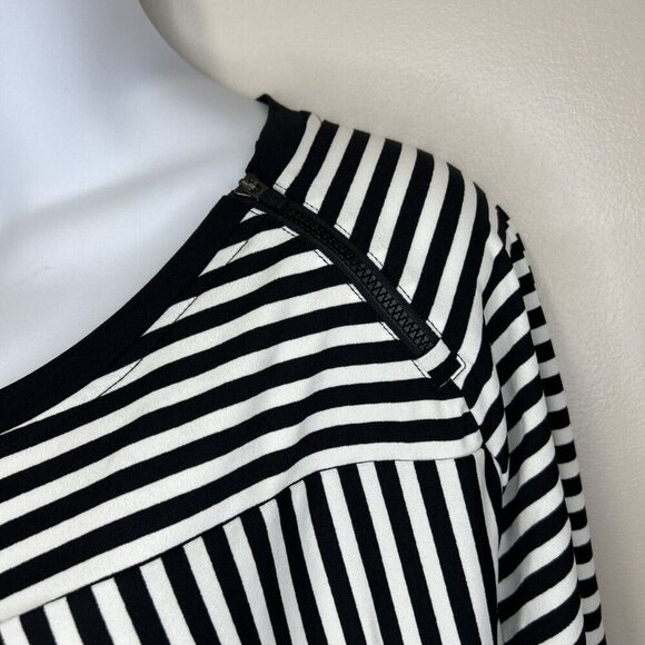 Coolibar Size 3X Black White Stripe Top 50+ Sun Protection Pullover Long Sleeve - Picture 2 of 8